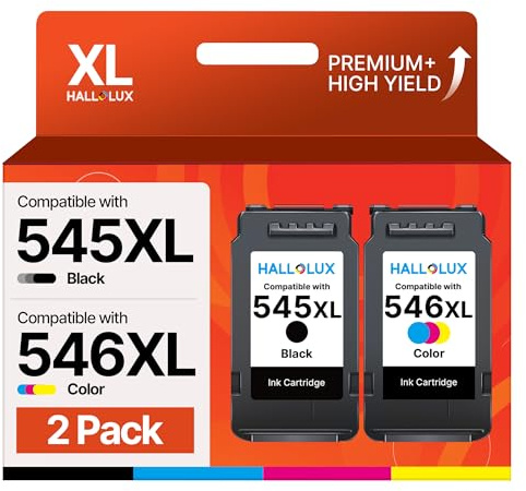 HALLOLUX PG-545XL CL-546XL PG545 CL546 XL Druckerpatronen für Canon 545 546 XL PG 545XL CL 546XL Patronen für Pixma MX490 MX495 TR4550 TR4551 MG2550s MG2555s TS3150 TS3151 (1 Schwarz 1 Farbe)