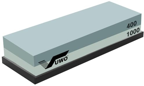 vuwo Schleifstein für Messer - 400&1000 Körnung Abziehstein Set 2-IN-1 Wetzstein Messerschärfer Doppelseitiger mit Rutschfestem Silikonhalter