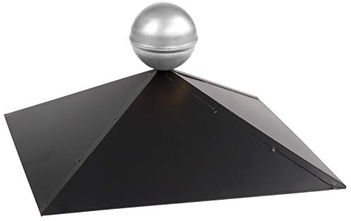 SunnyDeals Pavillon-Haube | Pavillondach 4-eckig | schwarz glänzende Pulverbeschichtung | Edelstahlkugel | edle Optik | Firsthaube | Kantenlänge 34,5 cm