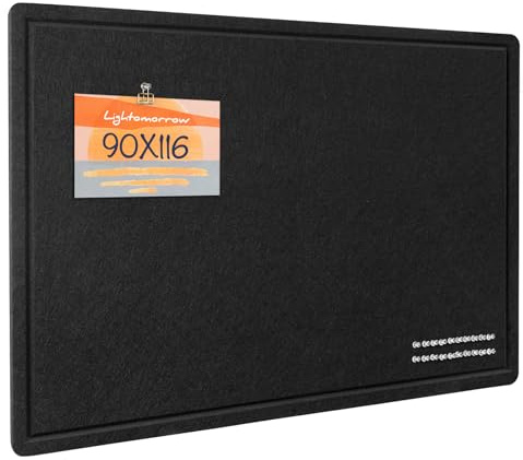 Große Pinnwand - 90 x 116 Zentimeter, dekorative Filz-Pinnwand für die Wand - faltbares Fotodisplay mit selbstklebendem Klebeband, inklusive 20 Pinnadeln - Schwarz