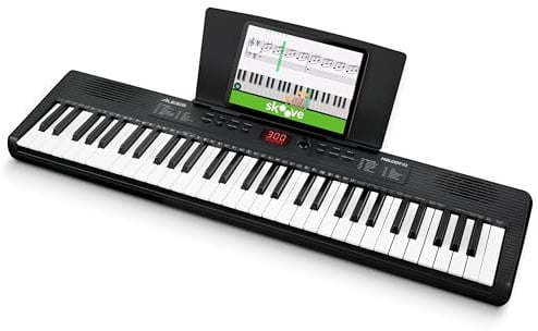 Alesis Melody 61 Keyboard Piano für Einsteiger mit 61 Tasten, Lautsprechern, Tablet-/Notenablage, 300 Sounds und Musiklektionen