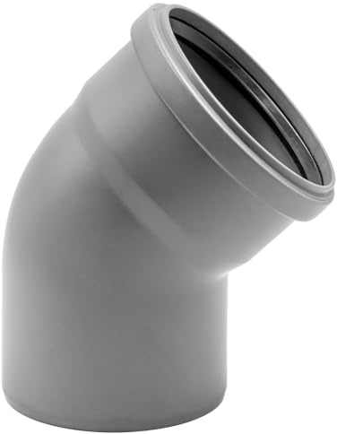 KNM Trade HT-Bogen DN 110 45° Grau, Geruchsarm, Langlebig | Polypropylen, Abwasserleitung, Innenwand glatt, wasserdicht, variable Anwendungen, Geräuschdämmung, einfache Installation