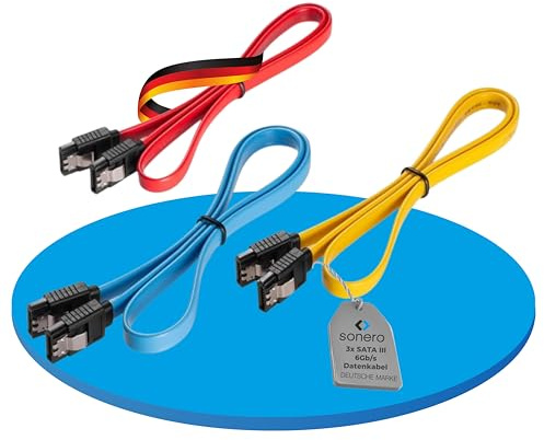 Sonero SATA III Datenkabel 6Gb/s Kabel mit Verriegelung 0,50m 3er Set