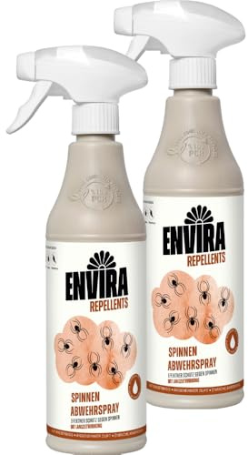 Envira Spinnenspray - Hochwirksame Spinnenabwehr - Anti Spinnenspray mit Langzeitwirkung - Spinnen Abwehrspray - Mittel gegen Spinnen - Spray mit dezentem Zitrusduft, geruchsarm - 2x500 ml
