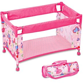 Toclsixz Puppenmöbel Puppenbett für 48 cm Puppe | Puppen Bett zubehör | Puppen reisebett | Geschenk für 3 +Jahre Mädchen