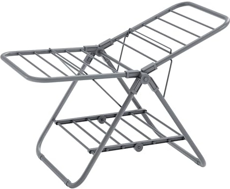 SONGMICS Wäscheständer klein, Faltbare Standtrockner mit 2 Flügeln | Platzsparend, Metall, für kleine Kleidungsstücke, Handtücher, 44 x 101 x 54 cm, taubengrau, BUNJI Kollektion LLR504G01