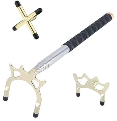 Sinsilvie 3 Stücke Abnehmbarem Messing Brücken Kopf,Billard Queue Versenkbare Billard Queue Stick Brücke Halter (Black cue + Gold Head)