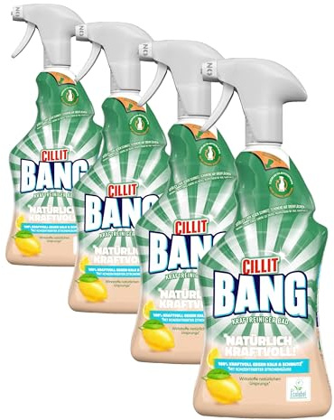 Cillit Bang Natürlicher Kraftreiniger Bad – Gegen Kalk & Schmutz – Inhaltsstoffe zu 100% natürlichen Ursprungs – 1 x 750 ml Badreiniger (Packung mit 4)