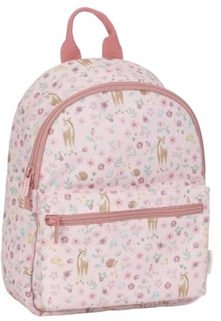 Little Dutch Rucksack Kinderrucksack mit Brustgurt für Kinder Kindergarten geblümt Reh rosa- Fairy Garden