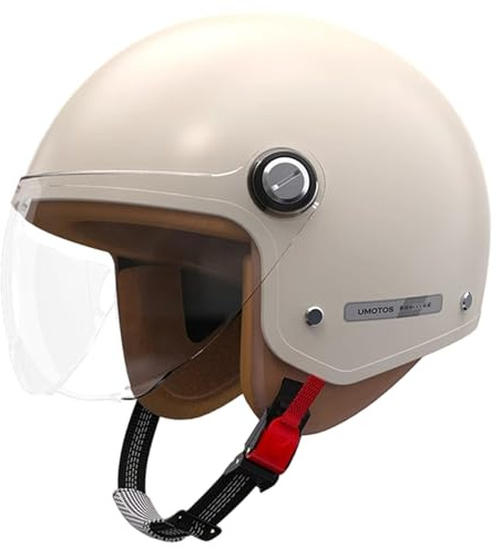 Motorrad-Halbhelm, Vintage-Jethelm, Sicherheits-Kopfschutz für Herren und Damen, Dirtbike, Roller, Radfahren (beige)