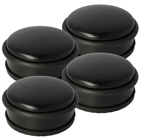 Westcott Türstopper aus Edelstahl Schwarz 4 Stück | Runder Türstopper mit 1,2kg Eigengewicht | Türschonender Gummiring | Extra rutschfeste Unterseite | ⌀ 10cm, Höhe 4cm | E-19002 00