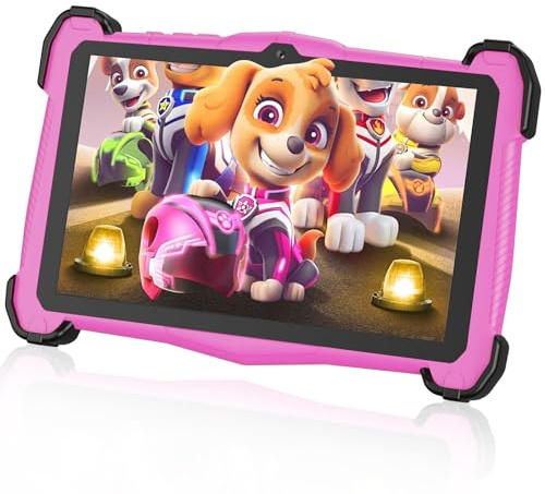 EagleSoar Kinder Tablet 7 Zoll Android 15, Tablet Kinder mit 10GB RAM+64GB ROM+TF 1TB, Kindersicherung, iWAWA, Octa-Core, 4000mAh, 2.4G/5G WiFi, BT 5.0 Kids Tablet（Rosa）