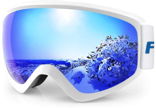 Findway Skibrille Kinder,Ski Snowboard Brille Brillenträger Snowboardbrille Schneebrille Verspiegelt für Junior Jungen Mädchen Teenager 5-16 Jahre - OTG 100% Anti-UV Anti-Fog