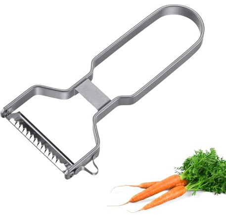 Westmark Julienne-Sparschäler – dünne Streifen, rechts & links, Edelstahl | Für Suppen und Wok, scharfe Edelstahlklinge, Gemüsestreifen für Suppen- & Wok-Perfektion schneiden leicht gemacht, 280522E1
