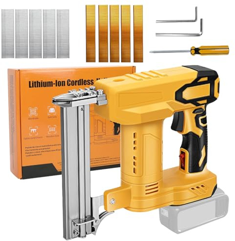Kabelloser Brad Nagler Akku Tacker für Dewalt, 2 in 1 Nagelpistole Tacker Elektrotacker Nagler 2 Modi Elektrische Nagelpistole mit 1000 Nägeln, Klammern Tackerpistole für Heimwerker, DIY, Holz