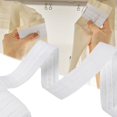 Neerow Gardinenband Kräuselband 30M × 2.5CM, Weiß Gardinenband zum Aufnähen, Universal Vorhangband zum Aufnähen Faltenband für Gardinenhaken, Kräuselband zum Aufbügeln für Deko Schlafzimmer (1 Rolle)