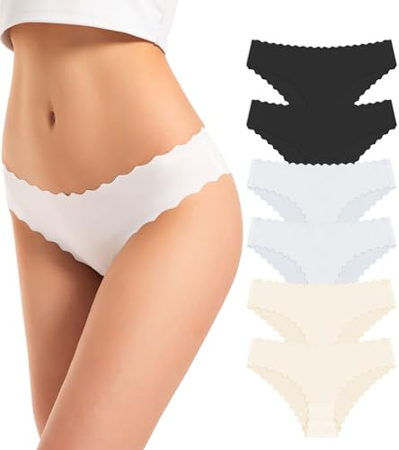 TANSTC Unterhosen Damen Nahtlose Unterwäsche Frauen Seamless Slips Stretch Damenunterwäsche Hipster Panties Atmungsaktiv Schlüpfer Unsichtbar Weich Höschen Bikinis Mehrpack 6er Pack XS-XL