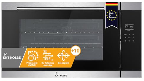 KKT KOLBE Einbaubackofen 90 cm | 96 L | 3,4 kW | Drehspieß | Grill | Umluft | Heißluft | Teleskopauszüge | Automatik-Timer | Touch-Bedienung | EB9105ED