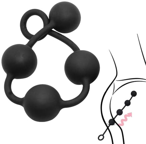 Qiyasex Silikon Analkugeln Anal Kette Mit 4 Kugeln Analplugs FüR Eine Sexuelle Stimulation Schrittweise, Dildo Beads Sexspielzeug MäNner Frauen Extra Lang Hook Anus Masturbator Sex Toy(L)