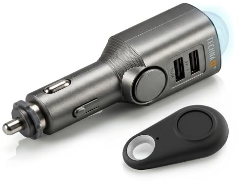 Technaxx Autoalarm mit Bewegungsmelder, Plug-in 12–24V 2026 Update TX-100 | 110 dB Sirene, PIR-Sensor, integrierter Akku bis zu 6 Tage, USB-A & USB-C Ladeports, LED-Anzeige und Fernbedienung inklusive