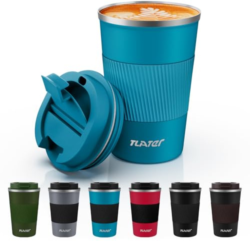 Kaffeebecher to Go, 13oz/380ml Thermobecher Kaffee mit Deckel - Coffee to Go Becher - Doppelwandiger Vakuum-Edelstahl Kaffeebecher Thermo für Heiß- und Kaltgetränke, Kaffeewasser und Tee