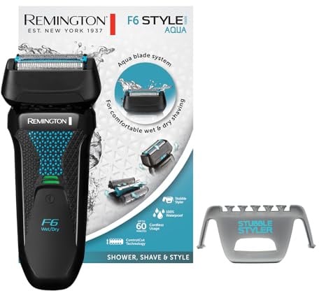 Remington Folienrasierer, Elektrisch, Wasserdicht, Schwarz, F6000 | Flexible Zwei-Scherfolien Für Präzise Konturen, Beweglicher Scherkopf Für Sanften Hautkontakt