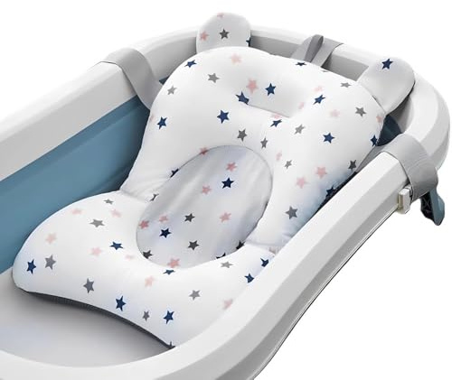 CUEMOON Baby-Badenetz, Schwamm-Baby-Badematte, Neugeborenes Baby-Badesitz, Babybadenetzt Babywannenmatte, Baby Badezubehör