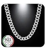 QUADRI - Kette Herren Silber | Silberkette 925 Silber | Halskette Herren | Panzerkette 10mm aus 925er Echtsilber - Cuban Chain für Herren - Made in Italy