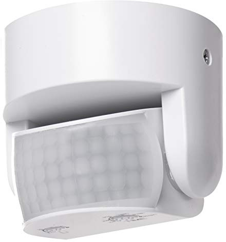 EMOS - Infrarot-Bewegungsmelder wasserdicht - Reichweite 12 m - Empfindlichkeit 3-2000 Lux - Detektionswinkel 180° - Schaltdauer 10 Sek bis 15 Min - 230 V zur Aufputzmontage - für Innen & Außen - weiß