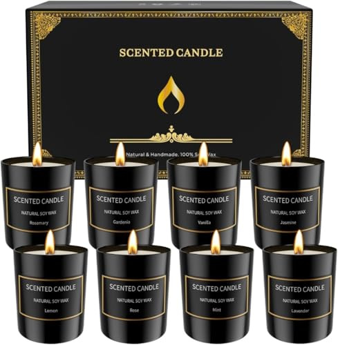 8 Stück Duftkerzen Geschenkset 3.4 OZ, Geburtstagsgeschenk für frauen, Geschenke für Frauen, Personalisierte Geschenke für Weihnachten,Jahrestag, Bad, Yoga, Kleine Geschenke für Frauen