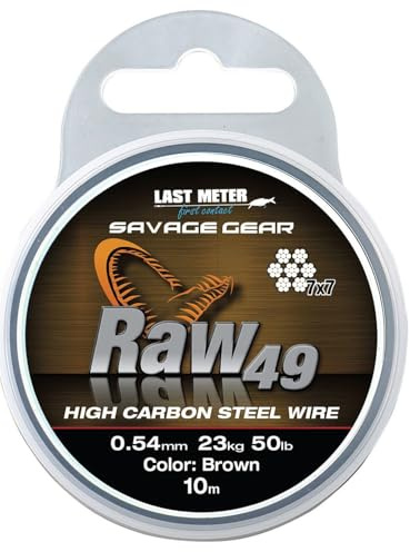Savage Gear Carbon 49 Stahlvorfach 7x7 10m, Vorfach für Hecht, Zander & Barsch, Vorfachschnur für Raubfischvorfächer, Stahl für Stahlvorfächer, ummanteltes Vorfach