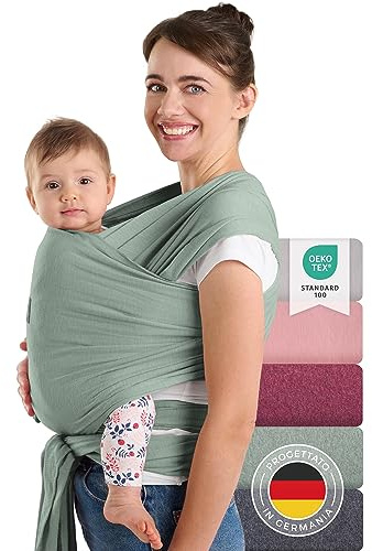 Laleni Tragetuch Baby, Babytragetuch - Babytrage für Neugeborene, 100% weiche Bio-Baumwolle, elastisch bis 15kg