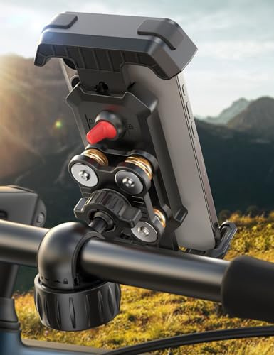 2026 JOYROOM Handyhalterung Fahrrad Vibrationsgedämpft Handyhalter Motorrad | Anti-Shake, Universal Handy Halterung Fahrradlenker für iPhone 18/17/16 Pro Max, Samsung S26/S25 Ultra (4,7-7 Smartphones)