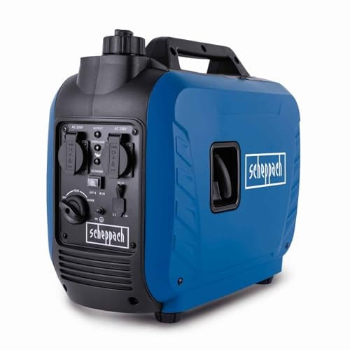 Scheppach Inverter Benzin Stromerzeuger SG2500i Stromgenerator Notstromaggregat | mit Invertertechnik für sensibler Elektronik | 2000W Leistung | Steckdosen 2x 230V / 2x USB Typ A | 64,1dB Generator