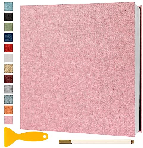 Fotoalbum Selbstklebend 28x27 Photo Album, 40 Seiten Rosa | Groß Fotoalbum Zum Einkleben Scrapbook Selbstgestalten Fotobuch Baby Hochzeit Gästebuch Erinnerungsbuch Briefmarkenalbum
