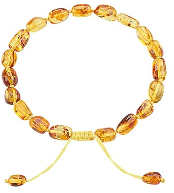 ELEGAMBER Baltischer natürlicher Bernstein-Armband,100% zertifiziert und authentisch,hohe Qualität,echter ursprünglicher Baltischer Bernstein. (Goldgelb, 18cm)