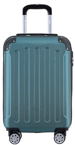 BEIBYE- Hartschalenkoffer Koffer Trolley Rollkoffer Reisekoffer Zahlenschloß 4 Zwilings-Rollen (Forest-Green, Small-55cm)