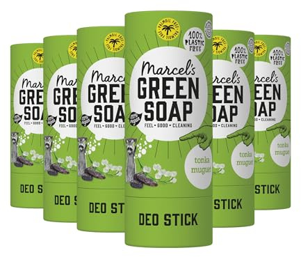 Marcel's Green Soap - Deodorant Stick - Tonka & Muguet - Antitranspirant - 100% Umweltfreundlich - 100% Vegan - 97% Biologisch abbaubar - 6er-Pack - 40 gr