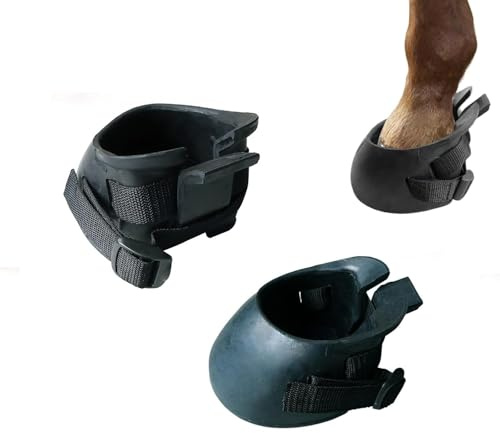 1 Paar Gummi Hufschuhe, Hufschutz für Pferde, Gummi Pferdestiefel Rutschfeste Schutzschuhe für Verletzte Hufe, Wundversorgung Entworfen für Anti-Rutsch und Verletzungsunterstützung (S)