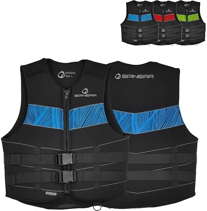Spinera Relax 2 Neopren Weste 50N – Allround Schwimmweste für SUP, Kajak, Wakeboard, Jetski & mehr, CE-Zertifiziert, Verfügbar XS bis 3XL – Neopren-Weste mit Reißverschluss & Schnallen, Blau (L)