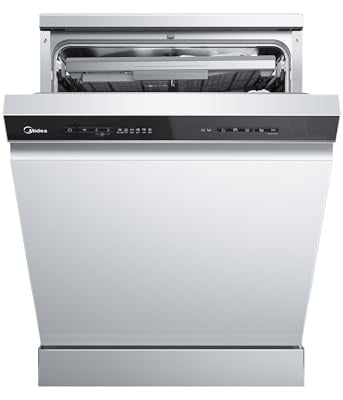Midea SF 7.60NW14B Geschirrspüler 60cm Freistehend & Unterbaufähig, 14 Maßgedecke, 8 Programme, Spülmaschine 60 cm mit WiFi, 42 dB, Hygienepflege+, Dualzone Wash, Extra Trocknen