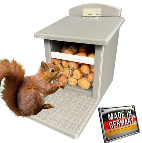 Eichhörnchen-Futterhaus – absolut witterungsbeständig, tierfreundlich, sehr langlebig und robust (komplett Grau)