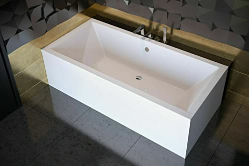 Eckbadewanne Acryl Badewanne 155/160/170/175/180/190 cm weiß QUADRO ohne Schürze (175 x 80 cm)