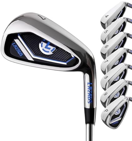LAZRUS GOLF Premium-Golfeisen-Set für Herren (4,5,6,7,8,9) Stahlschaft Regular Flex Golfschläger – tolles Golfgeschenk für Anfänger (4-9) Rechtshänder, RH, 4-PW-Set (7 Stück)