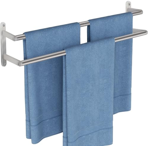 JIAPAIDUO Handtuchhalter Wand, 60cm Handtuch Halter, Handtuchhalter Mit Bohren, Handtuchhalter Wandmontage, Edelstahl Handtuchstange, Handtuch Halterung für Badezimmer, Schlafzimmer, Küche