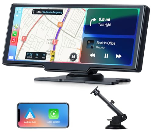 Volam Wireless Carplay Android Auto Display mit 9,26 Zoll Touchscreen, Mirror Link, Live-Navigation, Musikspielen, Siri, Google-Assistent, Bluetooth 5,0, AUX, FM