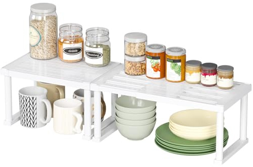 Lifewit Gewürzregal, Küchen Organizer, Küchenregal, Schrank-Organizer, Erweiterbar, Standregal Mehrfunktional Küche Arbeitsplatte Regal Organizer für Küche, Arbeitsfläche, Schrank, 40 x 21cm, 2er Set
