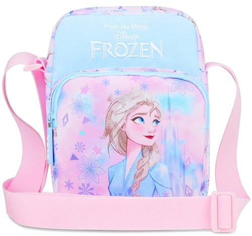 Disney Umhängetasche Mädchen Teenager, Kleine Tasche Verstellbar mit Reißverschlussfächern, Disney Geschenke für Kinder