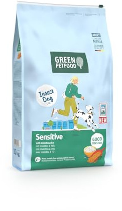 Green Petfood InsectDog Sensitive mit Insekten & Reis (1 x 10 kg) | Adult | Premium Trockenfutter für ausgewachsene Sensible Hunde | Insekten als einziges tierisches Protein | weizenfrei | 1er Pack