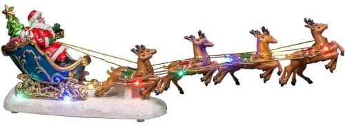 Konstsmide LED Szenerie Weihnachtsmann im Schlitten mit Rentieren, 10 bunte Dioden, batteriebetrieben, Innen - 4205-000, Multi-colord